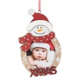 Ornament de Brad din Lemn cu Rame pentru Poza, Om de Zăpadă, 14.5 cm, CMCLASS