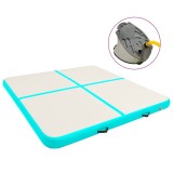 Saltea Gimnastică Gonflabilă vidaXL Verde 200x200x20 cm PVC, cu Pompă - Antrenament, Yoga, Kickboxing, Piscina