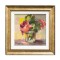 Tablou inramat pictat manual, Trandafiri rosii stilizati, 30x30cm ulei pe panza in cutit efect 3D, Geo Ungureanu