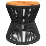 Cumpara ieftin Masuta cafea baza din sarma negru &Oslash; 45x44 cm, lemn masiv acacia