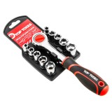 Set clichet 1/4 cu 10 tubulare si prelungitor, TOP TOOLS