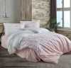 Lenjerie pat dublu,bumbac ranforce,4 piese,alba cu roz Zemda-A169, Clasy