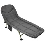 Pat camping turistic, pliabil, Deluxe cu spatar reglabil, maxim 150kg, 190x64x30 cm, gri Household NewTrend