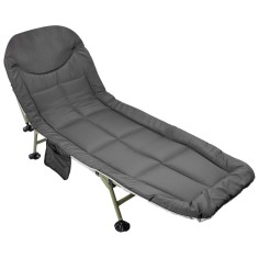 Pat camping turistic, pliabil, Deluxe cu spatar reglabil, maxim 150kg, 190x64x30 cm, gri Household NewTrend