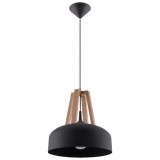 Lampă suspendată CASCO negru/lemn natural, Sollux Lighting
