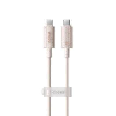 Cablu Type-C la USB-C, Super Fast Charge, 100W, 480Mbps, 2m - Baseus Habitat Series (P10360202421-01) - Wheat Pink foto