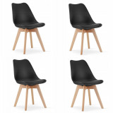 Set 4 scaune bucatarie/living, Artool, Mark, PP, lemn, negru, 49x43x82 cm