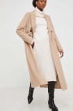 Answear Lab palton de lana culoarea bej, de tranzitie