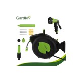 Furtun cu tambur/rola gradina, retractabil/automat, portabil, pentru perete, 1/2", 30+2 m, pistol pentru stropire cu 6 moduri