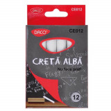 Creta Rotunda DACO, 12 Buc/Set, Culoare Alba, Creta Scolara, Creta pentru Tabla, Creta pentru Scoala, Set Crete, Crete Albe, Creta Alba Rotunda, Set C