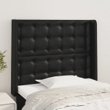 VidaXL Tăblie de pat cu aripioare, negru, 93x16x118/128 cm, piele eco