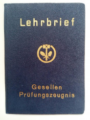 Diploma cerificat carnet atestat calificare vechi veche meserie vintage Germania foto