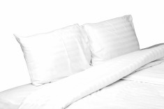 Set lenjerie de pat alba XXL, 2 persoane, bumbac damasc 100%, 4 piese