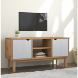 Dulap TV OTTA, maro si alb, 113,5x43x57 cm, lemn masiv de pin GartenMobel Dekor, vidaXL