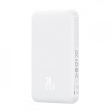 Baterie Externa Wireless Baseus Magnetic Mini, 5000mAh, 20W, PD + FQI, 1 x QI - 1 x USB-C, Alba P10022107223-00