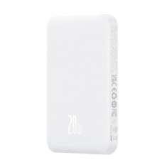 Baterie Externa Wireless Baseus Magnetic Mini, 5000mAh, 20W, PD + FQI, 1 x QI - 1 x USB-C, Alba P10022107223-00 foto
