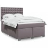 VidaXL Pat box spring cu saltea, gri, 140x190 cm, piele ecologică 3290722