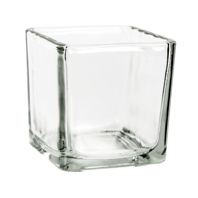 Suport Lumanare Pahar patrat, Sticla, Transparent, 5x5x5.5 cm, ATU-088871 foto