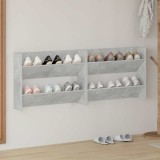 vidaXL Pantofare de perete, 2 buc., gri beton, 80x18x60 cm, PAL 806750