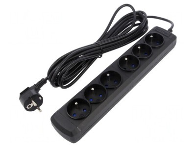 Prelungitor cu 6 prize 250VAC 10A negru foto