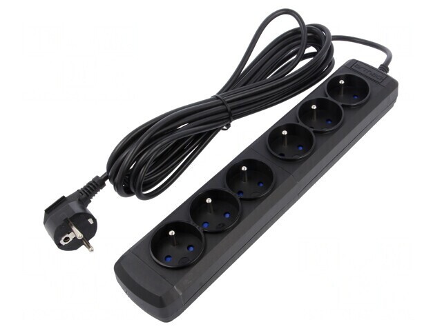 Prelungitor cu 6 prize 250VAC 10A negru