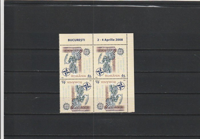ROMANIA 2008 LP 1798 d EVENIMENTE NATO PERECHE TETE-BECHE MNH NESTAMPILATA