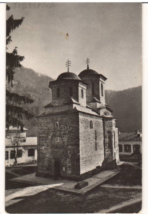 CPIB 22074 - CARTE POSTALA - BISERICA MANASTIRII TISMANA, RPR, MONUMENT ISTORIC