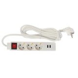 Prelungitor Hoff 3 prize cu 2 x USB 3.4 A, 3 m