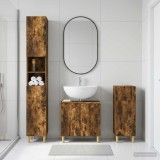 Cumpara ieftin Set de cabinet pentru baie cu 3 piese DELFT Stejar fumuriu