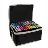Cumpara ieftin Set profesional de markere dual tip, 168 culori intense, cu husa de transport , pentru desen, schite, proiecte artistice si scoala