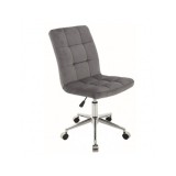 Scaun birou cu stofa tip catifea SL Q020, inaltime reglabila, cadru cromat, rotatie 360&deg;, roti pivotante, 90 kg, Gri