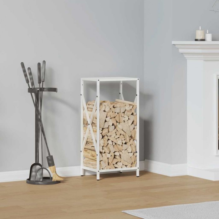 Gossi suport pentru lemne de foc alb 34x25x70 cm otel laminat la rece