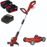 Einhell GE-CT 18/28 Li TC PXC + Twinpack + 4514095 - Trimmer gazon 280 mm cap cu fir + Set 2 acumulatori si incarcator Li-Ion 18 V 4 Ah