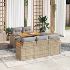 vidaXL Set canapele grădină cu perne 6 piese bej poliratan/lemn acacia 3327440