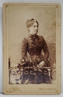 STUDIO ADELE , VIENA , DOAMNA CU ROCHIE NEAGRA , FOTOGRAFIE C.D.V. , 1884 foto