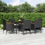 Set de masa pentru gradina, 7 piese, cu perne, negru GartenMobel Dekor, vidaXL