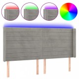 Cumpara ieftin Tablie de pat cu LED, gri deschis, 183x16x118/128 cm, catifea
