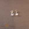 Cercei Unisex Argint 925 cu Cristal Zirconia Alb Patrat, 4 mm, SaraTremo