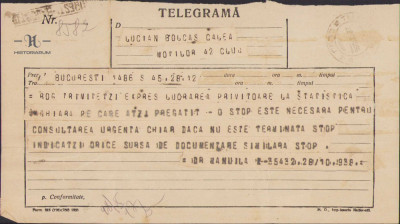 HST 136S Telegrama 1938 Sabin Manuila - Lucian Bolcas foto