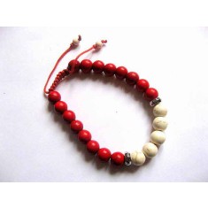 Bratara reglabila howlit rosu si alb , bratara barbati si femei 30173