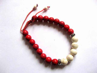 Bratara reglabila howlit rosu si alb , bratara barbati si femei 30173 foto