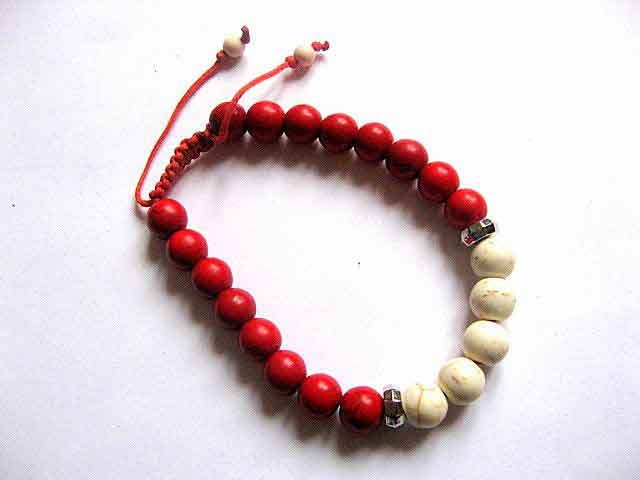 Bratara reglabila howlit rosu si alb , bratara barbati si femei 30173