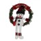 Coroniță Decorativă Crăciun, Om De Zăpadă, Lemn, Roșu, 33cm