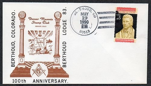 United States 1968 Masonic Cover - Berthoud CO Lodge 83 100th K.272