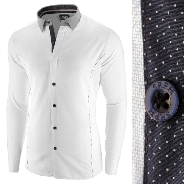 Camasa pentru barbati alba slim fit casual A La Fontaine Camasa pentru barbati alba slim fit casual A La Fontaine