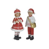 Cumpara ieftin Set 2 figurine din rasina Xmas White Red 9 cm x 20 cm, Inart