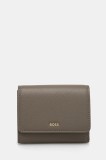 BOSS portofel de piele femei, culoarea gri, 50523685
