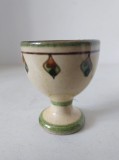 Paharel ceramic decorativ vintage, pictat manual, pe picior &ndash; mini cupă ceramică &ndash; cca. anii 1970&ndash;1980