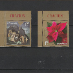 Romania 2016-Craciun,serie 2 valori,colt coala,dreapta-sus,dantelate,MNH