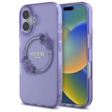 Husa iPhone 16 originala Guess IML Flowers Wreath MagSafe, mov, GUHMP16SHFWFCU